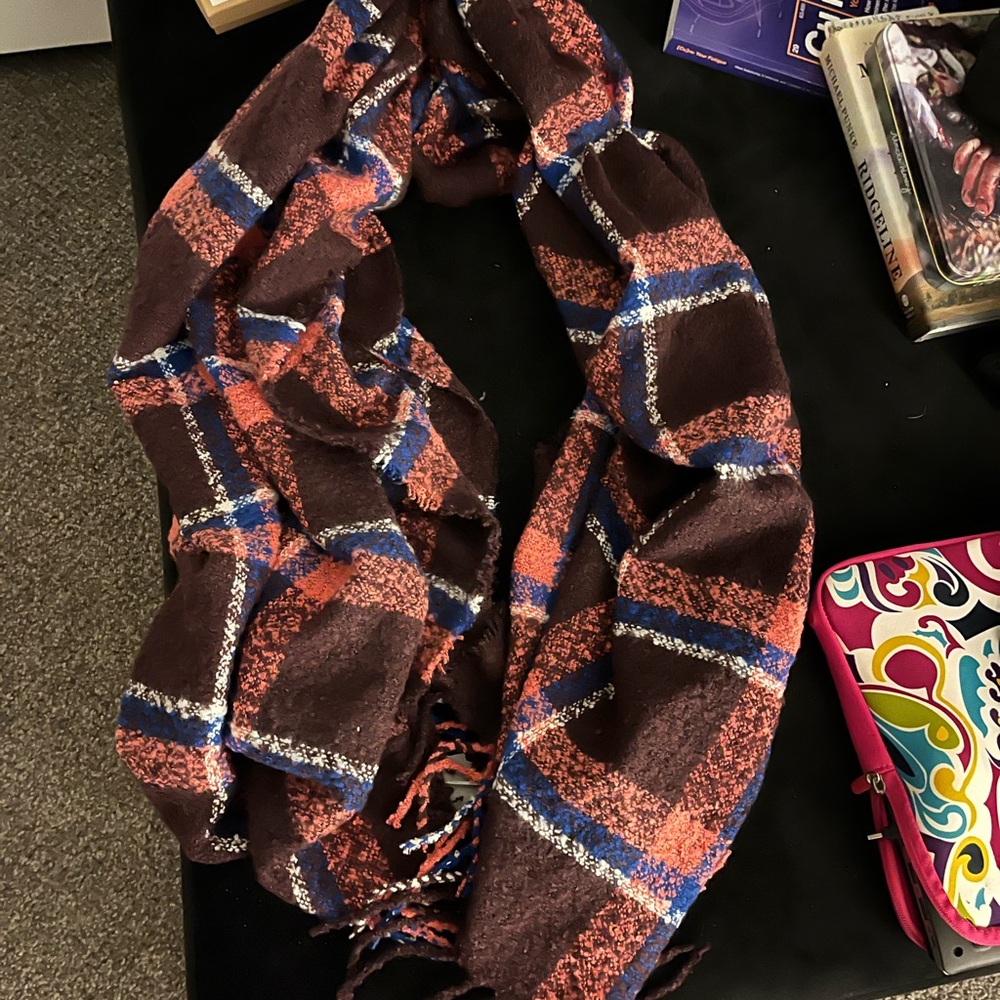 American Eagle Outfitters Plaid Scarf - Brown, Blue, Orange